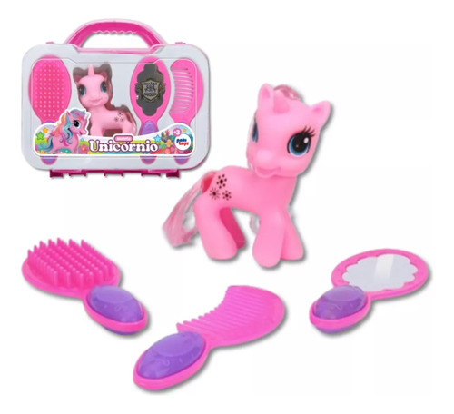 Maleta Infantil Unicórnio Salão Kit 5 Peças