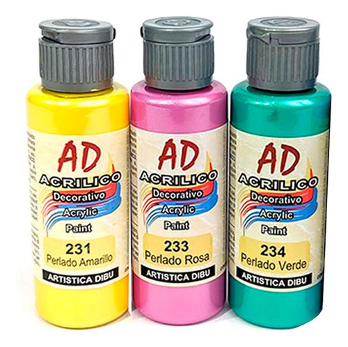 Set Pintura Acrílica Artística Dibu Ad 60ml Perlados Pack