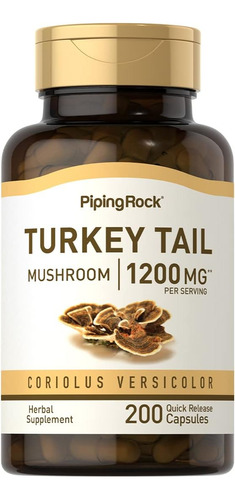 Turkey Tail Mushroom, 1200 Mg X 200 Capsules Piping Rock Sabor Neutro