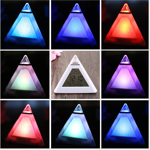 3 Reloj Despertador Triangular Led, Función De Repetición,