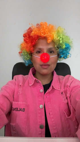 3 Disfraz Payaso Peluca Afro Y Nariz Luz Mayoreo