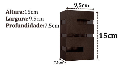 2 Arandelas Massuia + 2 Lâmpada Led 7w Estrutura Marrom