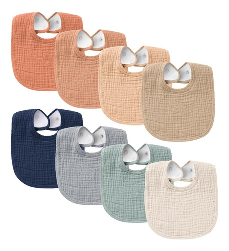 Baberos Para Bebés De 8 Piezas, Baberos Impermeables