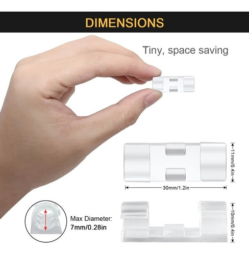Imagen 7 de 10 de Clips Organizador De Cables Con Adhesivo X 20 Pcs