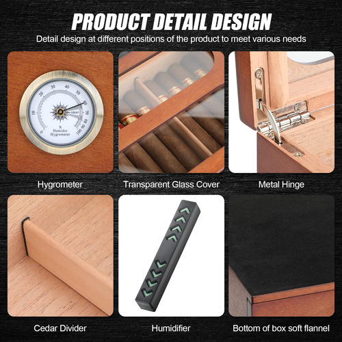 Caja De Cigarros Con Accesorios Humidor Madera 20-35 Unid Ma