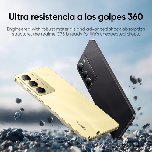 Realme C75 Dual Sim 256gb Rom Negro 8gb Ram Ip69 Impermeable Mediatek Helio G92 Max Pantalla Fhd De 90hz