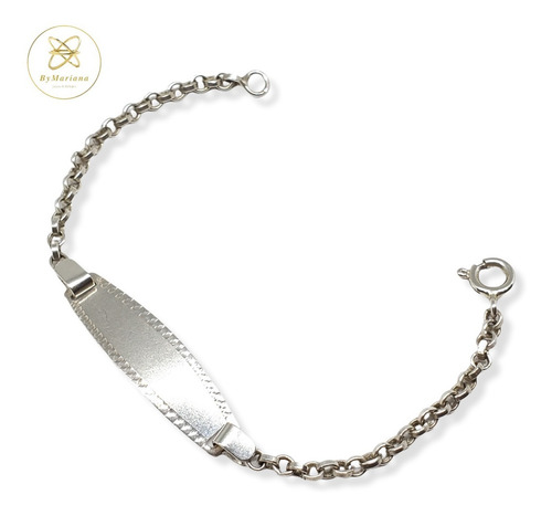 Imagen 2 de 7 de Pulsera Plata Bebe Con Chapita X 14cm