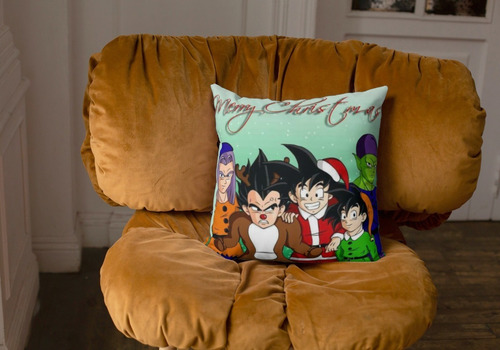 Cojin Almohada Personajes Dragon Ball Merry Christmas Diseño Diseño De La Tela Lisa