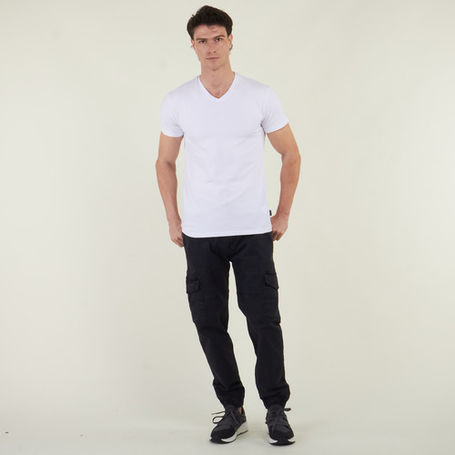 Remera Hombre Kevingston Munich Escote V Slim Fit Blanca