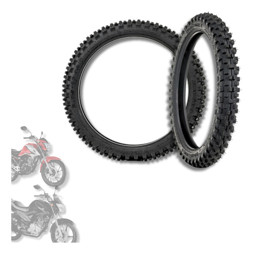 Par Jogo Pneus Maggion 2.75-18 + 90/90-18 Enduro Titan Cross