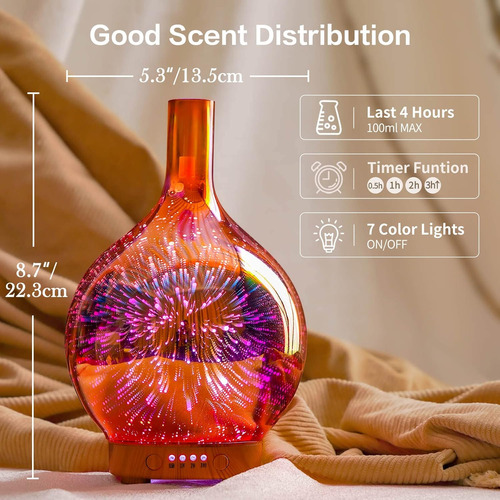 Difusor 3d De Aceite Esencial Led 7 Colores - Humidificador