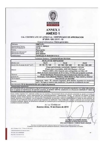 Rejilla De Ventilación 15 X 15 Aprobada Con Marcolb 173/1003