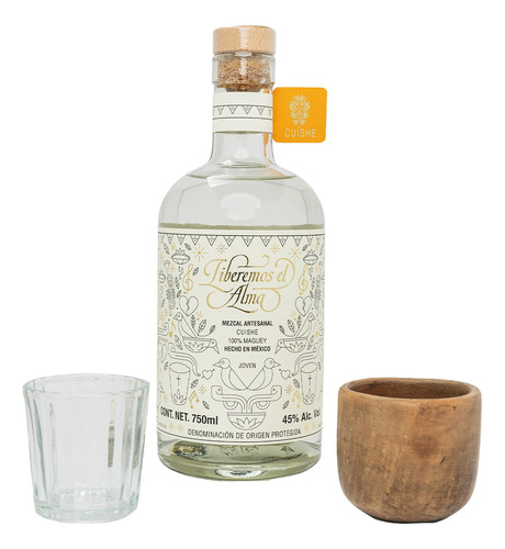 Mezcal Liberemos Cuishe 750 Ml + 2 Vasos | Kit Mezcalero