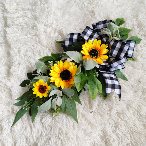 Corona De Primavera Para Puerta, Flores De Simulación Colgan