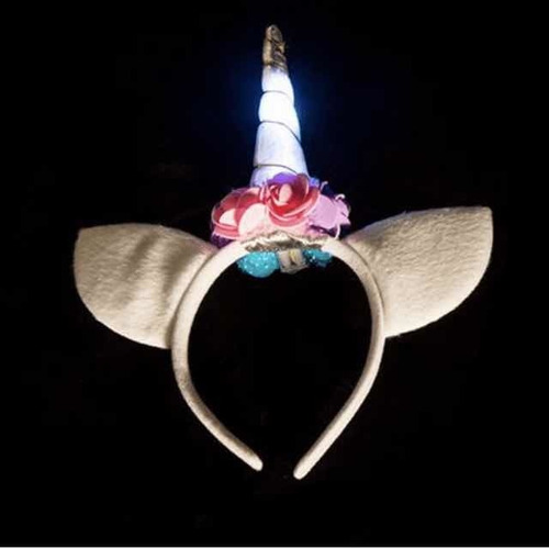 Imagen 2 de 2 de Vincha Unicornio Con Luz Cotillón