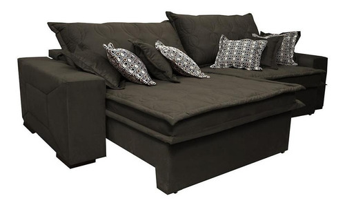 Sofá Retrátil 2,12m Pocket Cama Inbox Supreme Suede Café