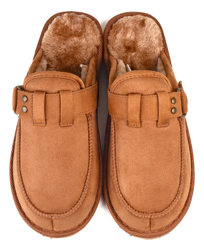 Zueco Birk Mujer Forrado En Piel Con Hebilla Pantubota