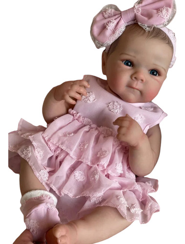 Muñeca Reborn 55 Cm Con Accesorios Silicona Mixta Blandita