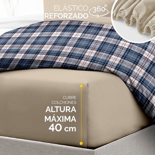 Oh!sheets Juego De Edredon Microfibra 11 Piezas Matrimonial Azul/beige Cuadrados