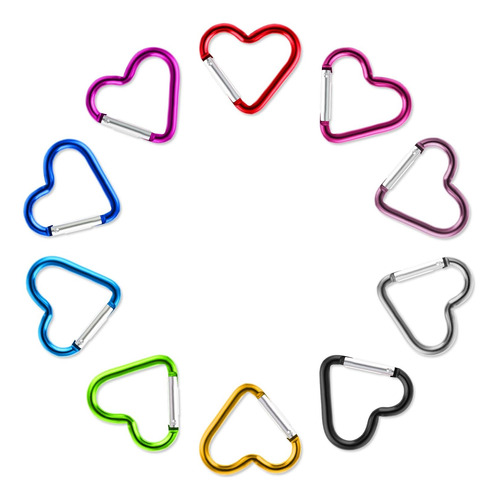 10pcs Heart Carabiner Heart Shape Keychain Clip Cute Cara...