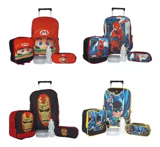 Mochila Escolar Atacado Revenda Aranha,ferro,hulk Kit 06 Pç