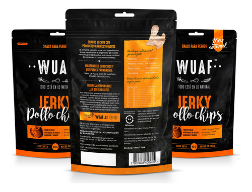 Pack 3un. Jerky Chips Pollo Wuaf 40gr