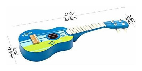 Guitara Pequeña Para Niños De Madera Color Azul 4 Cuerdas Azul