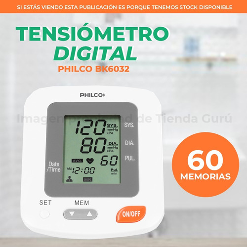 Imagen 2 de 6 de Tensiómetro Digital Philco De Brazo 60 Memorias Bk6032