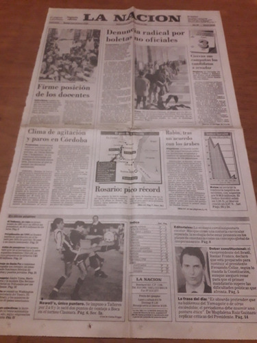 Tapa Diario La Nación 25 06 1992 Newells Docente Elecciones 