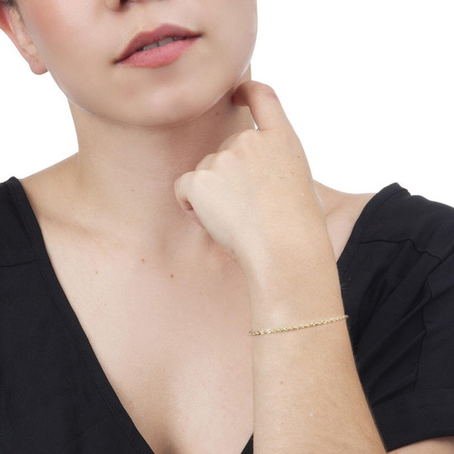 Pulsera Torsal 2mm Unisex 18cm Oro Italiano Hueco 10k Largo 18 Cm