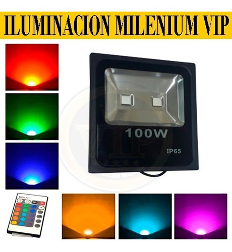 Reflector Led Rgb 100w 50w Exterior Control Rmoto 16 Colores