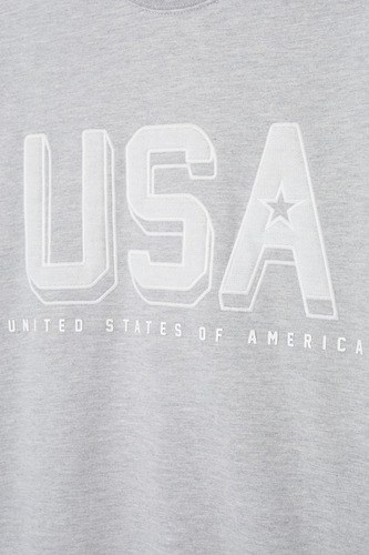 Buzo Sudadera Hombre Usa Bordad Stwd Pull&bear Gris Original