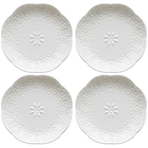 Sizikato 4pcs White Porcelain Placa De Aperitivo, P7zkl