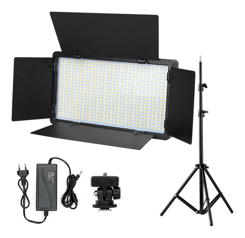 Iluminador Led 600 Com Tripé y Fonte Bicolor Youtuber Cor da estrutura Preto Equifoto KITROLED600