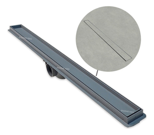 Ralo Linear Cola Piso 5x90 Para Banheiro Sifonado Cinza