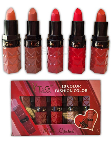 Pack X5 Labial Barra Glamour Matte T&g Tango Mayorista