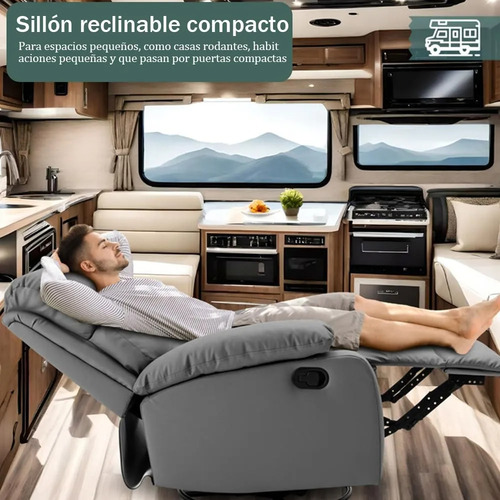 Sillón Reposet Reclinable Individual Moderno Estructura Gris