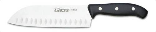 Cuchillo 3 Claveles Santoku 18 Cm Domus Acero Inoxidable Color Negro