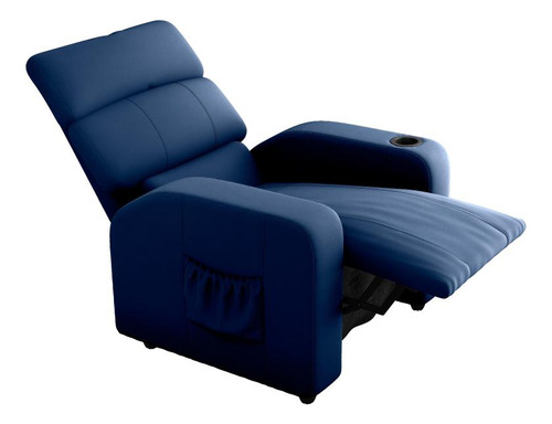 Poltrona Cadeira Do Papai Reclinável Porta Copo Pulse Azul