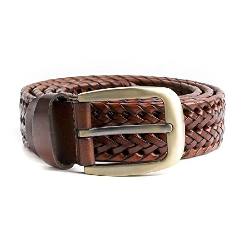 ECHAIN Cintur/ón de cuero genuino trenzado para hombre