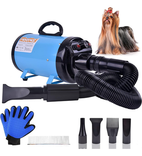 Set De Secador P/ Perros Hoohcc, 600-2400w, 30-55°c. Azul