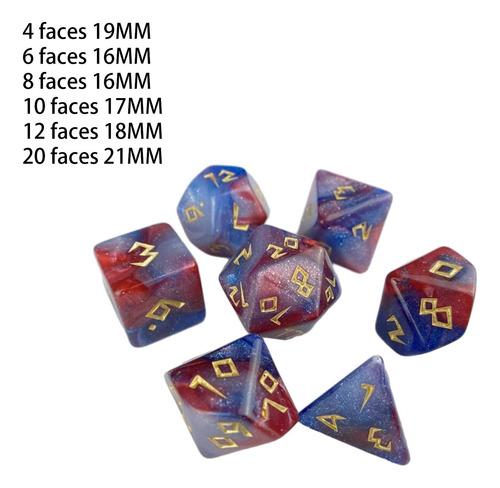 Juego De Dados Poliédricos D20 D12 D10 D8 D6 D4, 7 Piezas