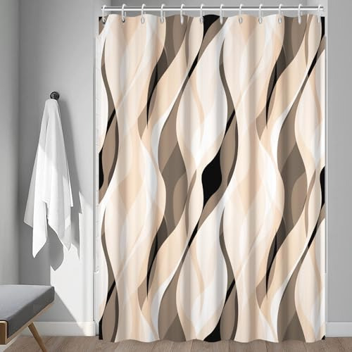 Cortina De Ducha Color Crema, Moderno Conjunto De Cortina De