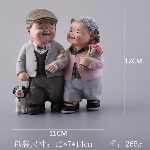 Home Statue Elderly Couple Resin
