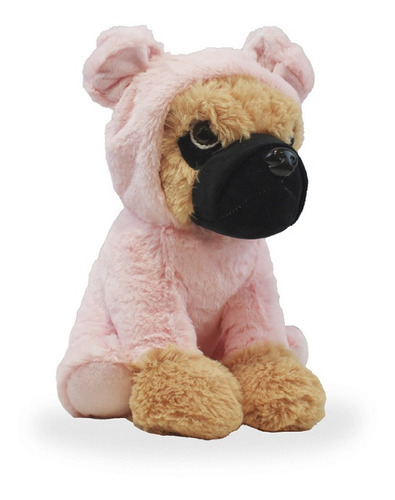 Peluche Perro Pug Disfrazado 25 Cm Color Rosa