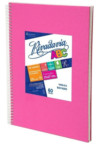 Cuaderno Rivadavia Abc Espiralado 60 Hojas Rayado Rosa