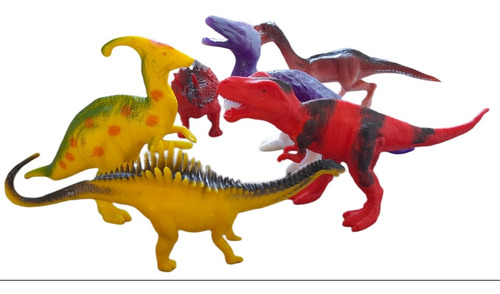 Pack De 6 Dinosaurios De Goma Colores Artidix