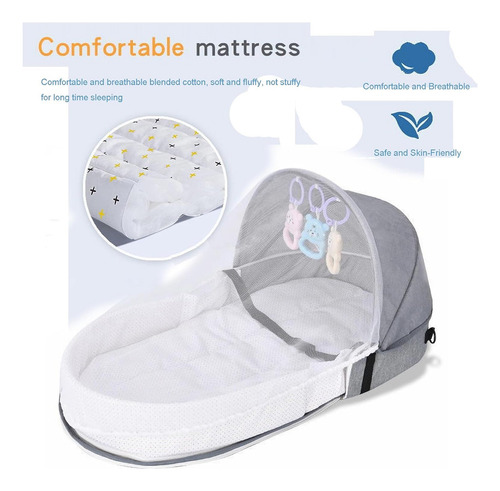 Cama Moisés Para Bebé Portátil Plegable Con Mosquitera
