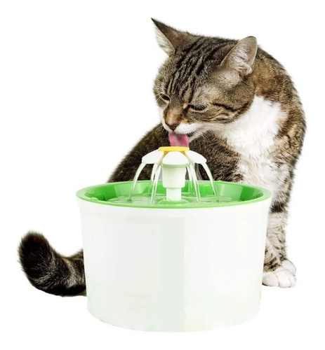 Bebedero Gatos Perros Fuente Flor Automatico 1.6lt Color Verde Lima