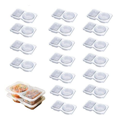 40 Recipientes De Salsa Reutilizables De Doble Compartimento